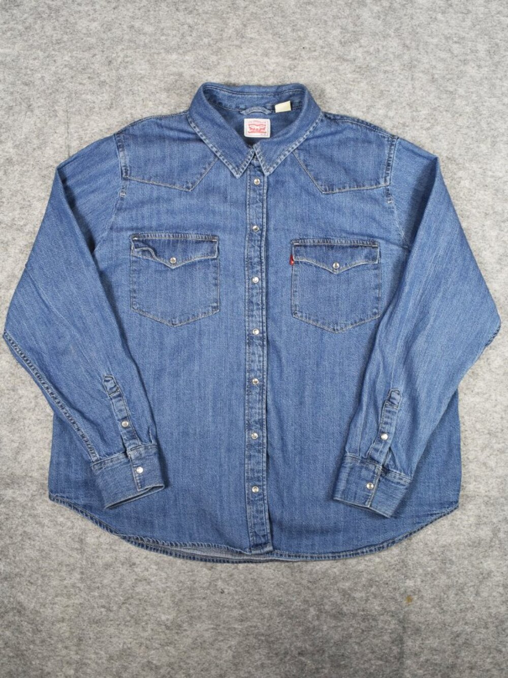 Levi's Ultimate Western Denim Pearl Snap Button Up Shirt Women Size XXL